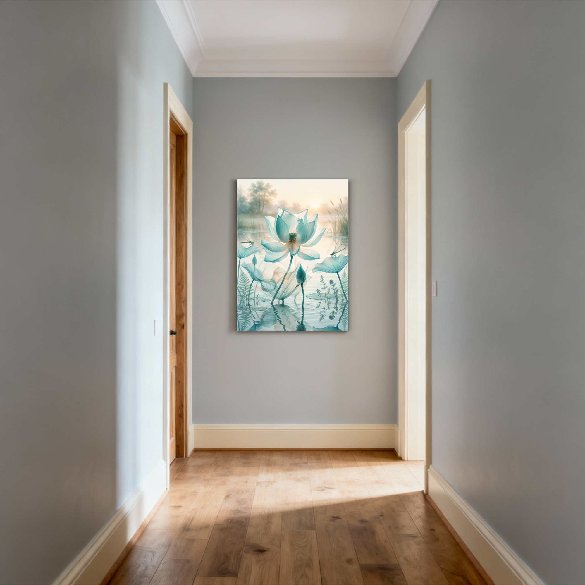 Red Barrel Studio® Blue Lotus Flower Water Scene Canvas Wrapped Wall ...