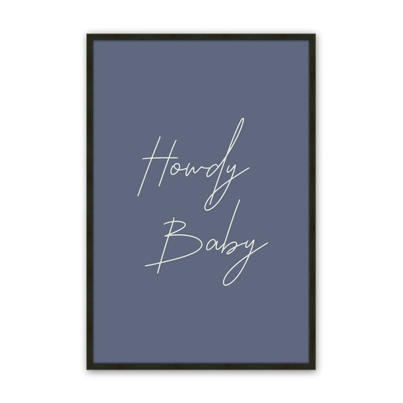 Imprimé bleu marine Howdy Baby, H 17 po x l 13 po, Noir satiné
