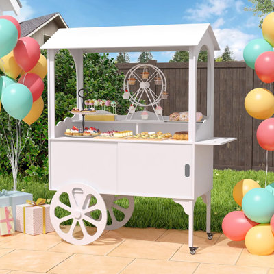 Candy Cart for Party - Cake Stand - Dessert Cart with Wheels & Storage Cabinet for Wedding, Baby Shower, Birthday & Party Decor by Rosalind Wheeler