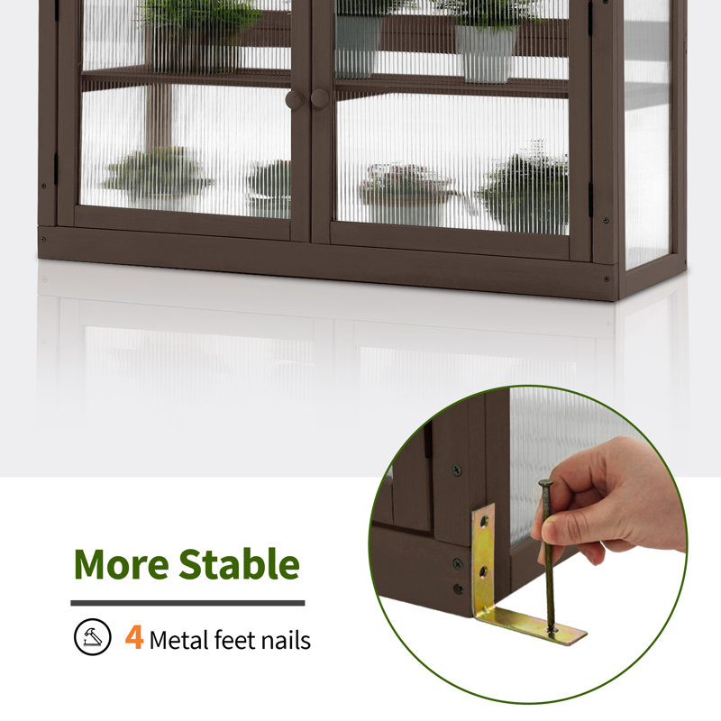 MCombo Brown 2-Tier Fir Wood Cold Frame Garden Greenhouse