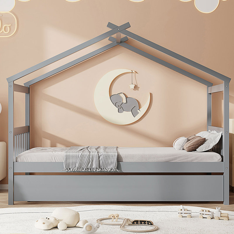 Lit simple avec lit gigogne Creative Creative, Gris