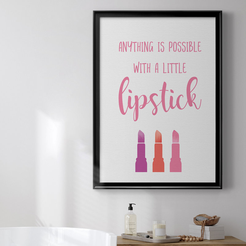 Petit rouge à lèvres sur toile de qualité supérieure - prêt à accrocher, H 24,5 po x l 18,5 po x P 1 po, Cadre noir