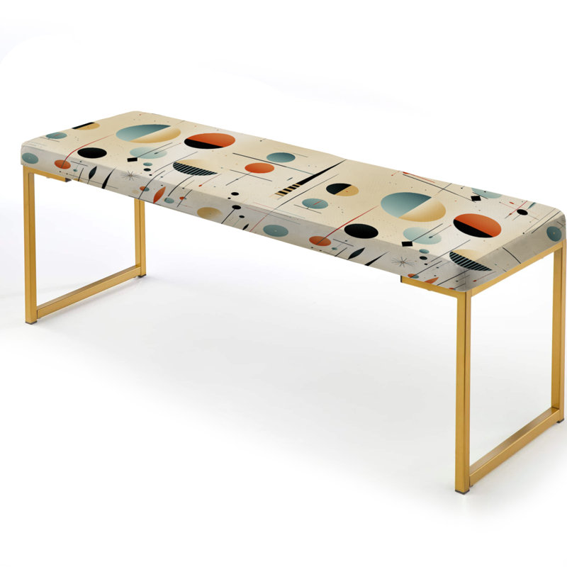 Banc rembourré géométrique doré, Beige Retro Modern Sphere Matrix