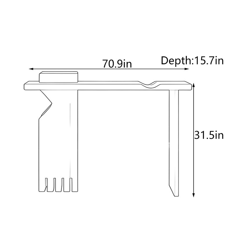 Table d'entrée en bois massif d'inspiration rétro, H 31,5 po x l 70,9 po x P 15,7 po