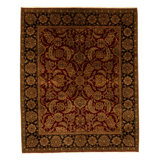 Hand Knotted Wool Area Rug in Red And Black