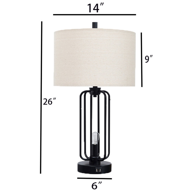Lampe de table USB en métal Sarahsville