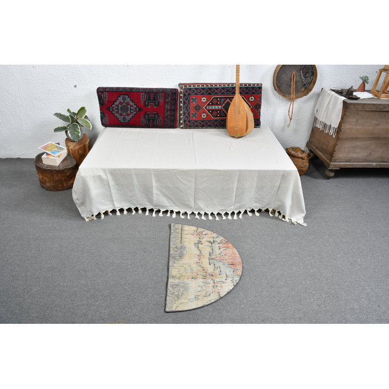 Tapis de couloir à motif floral turc rétro pour vestibule et couloir - beige / vert Boho