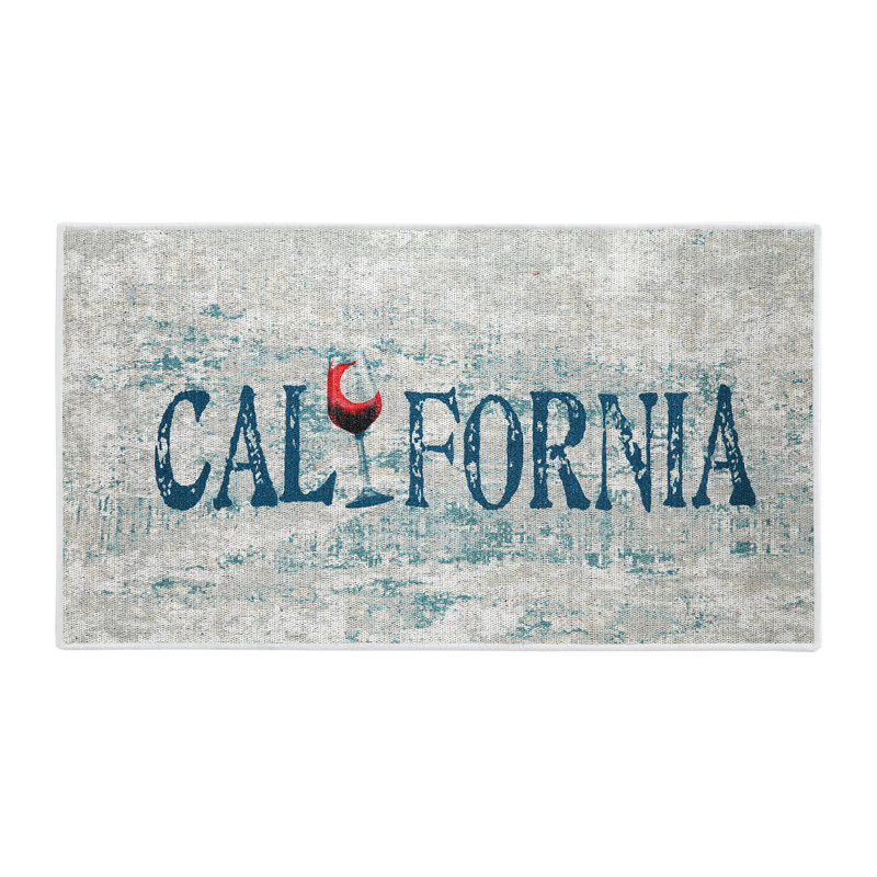 Tapis gris / bleu en coton