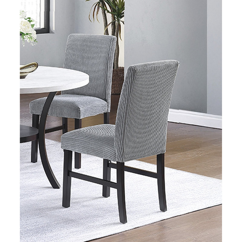 Chaises de salle à manger rembourrées modernes en velours côtelé 2pc, Brouillard
