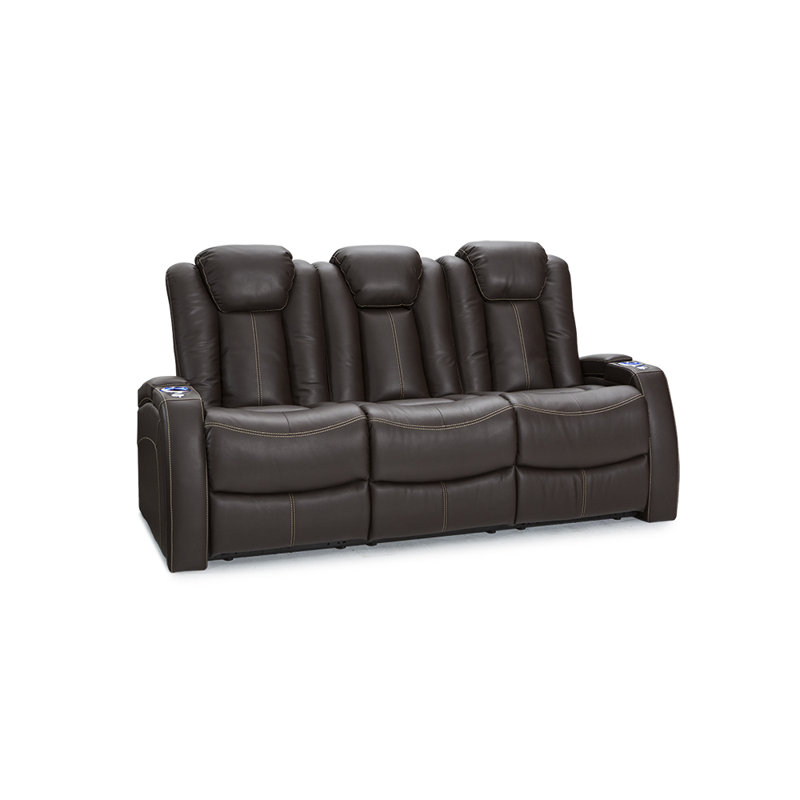Canapé de cinéma maison inclinable électrique en cuir véritable de 83 po de largeur avec porte-gobelet Eisla