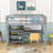 Kids Twin Size Wood Loft Bed with Shelves, Desk and Writing Board-1007381035