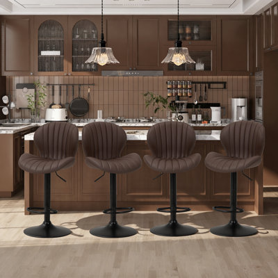 Tabouret de bar pivotant en cuir PU, réglable en hauteur, avec structure en métal