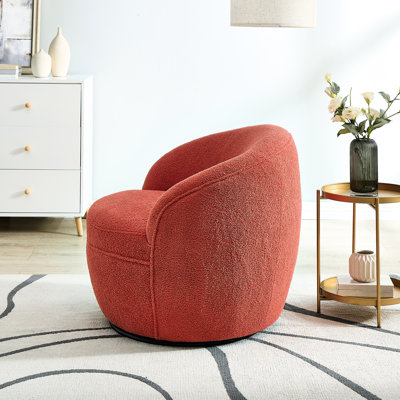 Horace Coral Accent Chair With 360-Degree Swivel And Upholstery 360 Degree - Fluffy Appeal