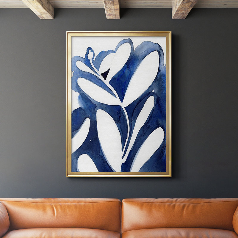 Bleu eucalyptus I - peinture à cadre unique, Or, H 42,5 po x l 30,5 po x P 1,25 po