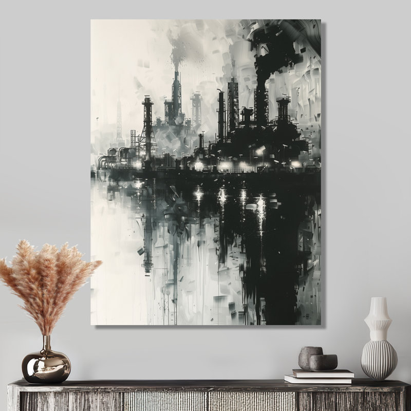 Gris Petrochemical Petrochemical Panorama, Canevas, H 16 po x l 32 po x P 1 po