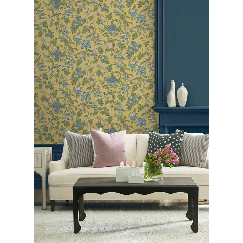 Papier peint jacobien Parterre jaune clair, Jaune