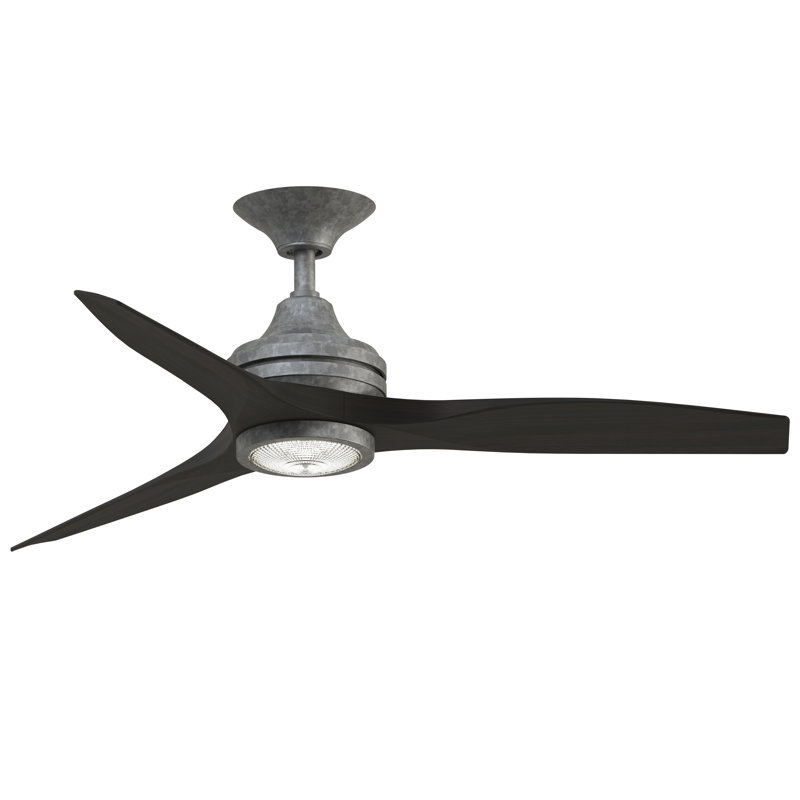 Spitfire 48 inch Indoor/Outdoor Ceiling Fan with LED Light Kit - Galvanized with Dark Walnut Blades, Dark Walnut, Galvanized