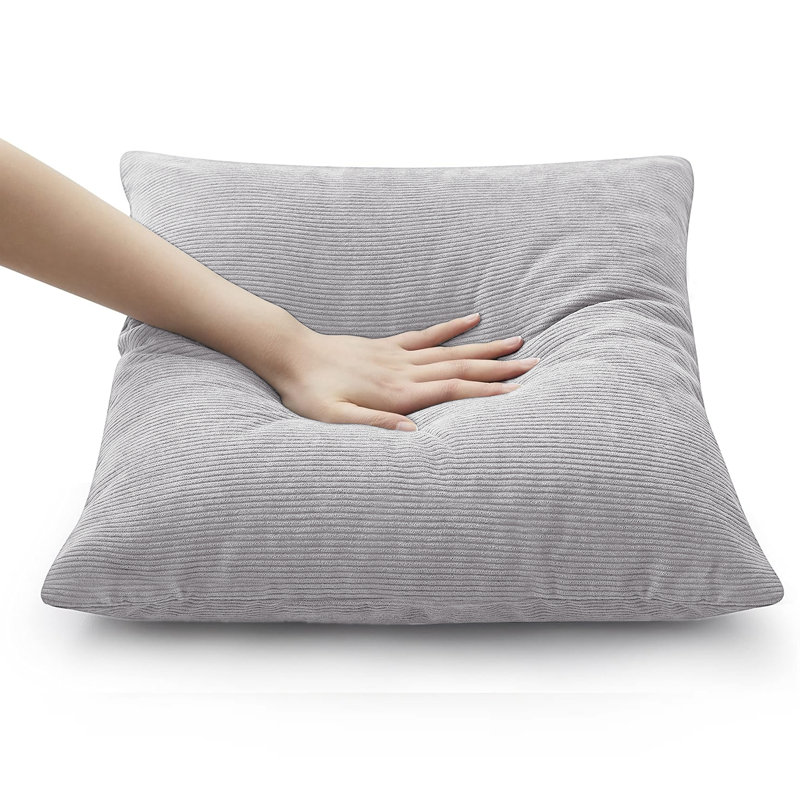 Striped Square Scatter Crushed Velvet Cushion Cover (Set of 4), Silver