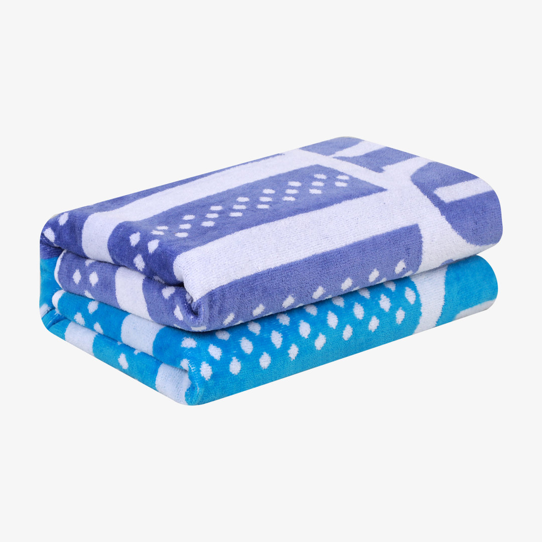 Dalhart Striped Superior Cotton Fuzzy Velour Terry Large Oversized Beach Towel Ebern Designs 