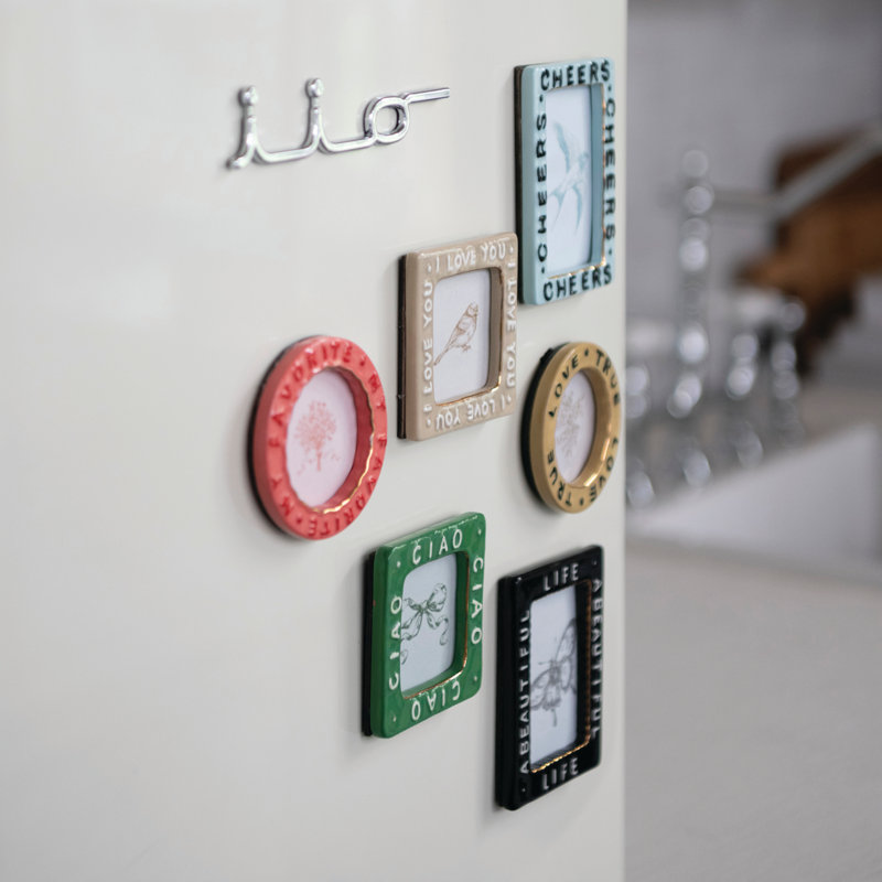 Mini cadre photo en grès avec aimant en papier artisanal