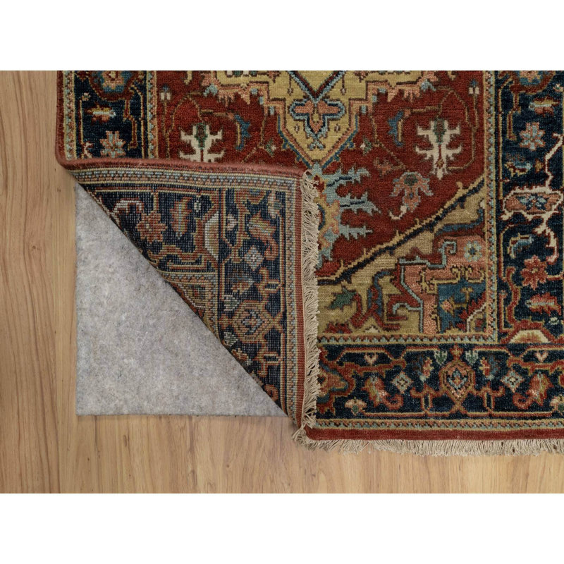 Tapis de couloir 2 pi 6 po x 8 pi rouge noué à la main avec motif Dileo néo-zélandais tissé à la main et tissé plus dense