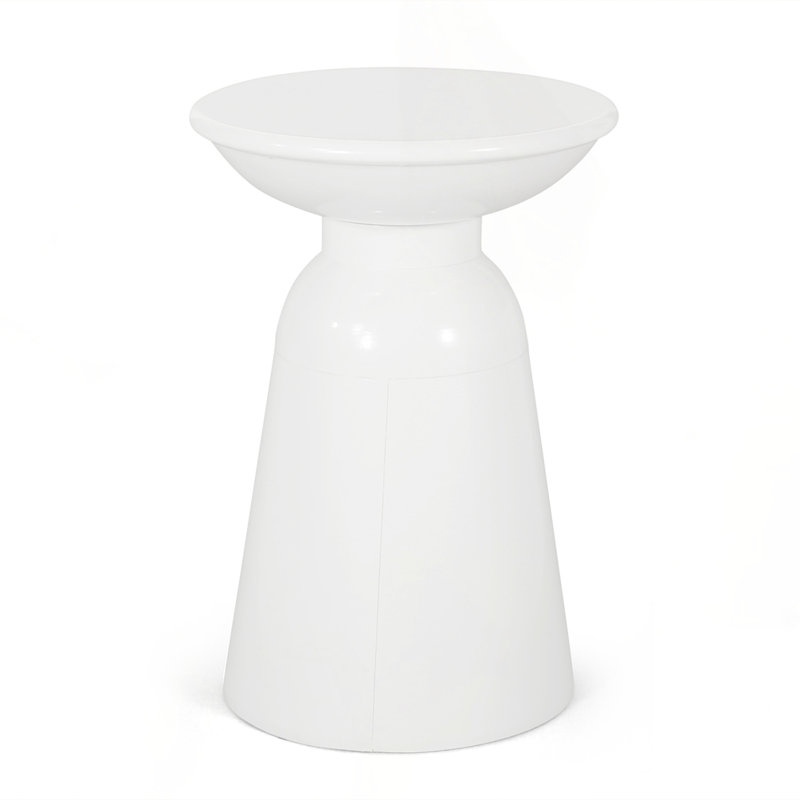 Outdoor Metal end Table, White