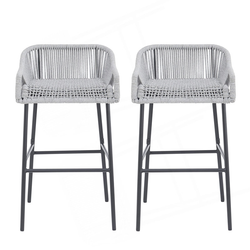 Ensemble de 2 tabourets de bar d'extérieur La Push, Gris clair