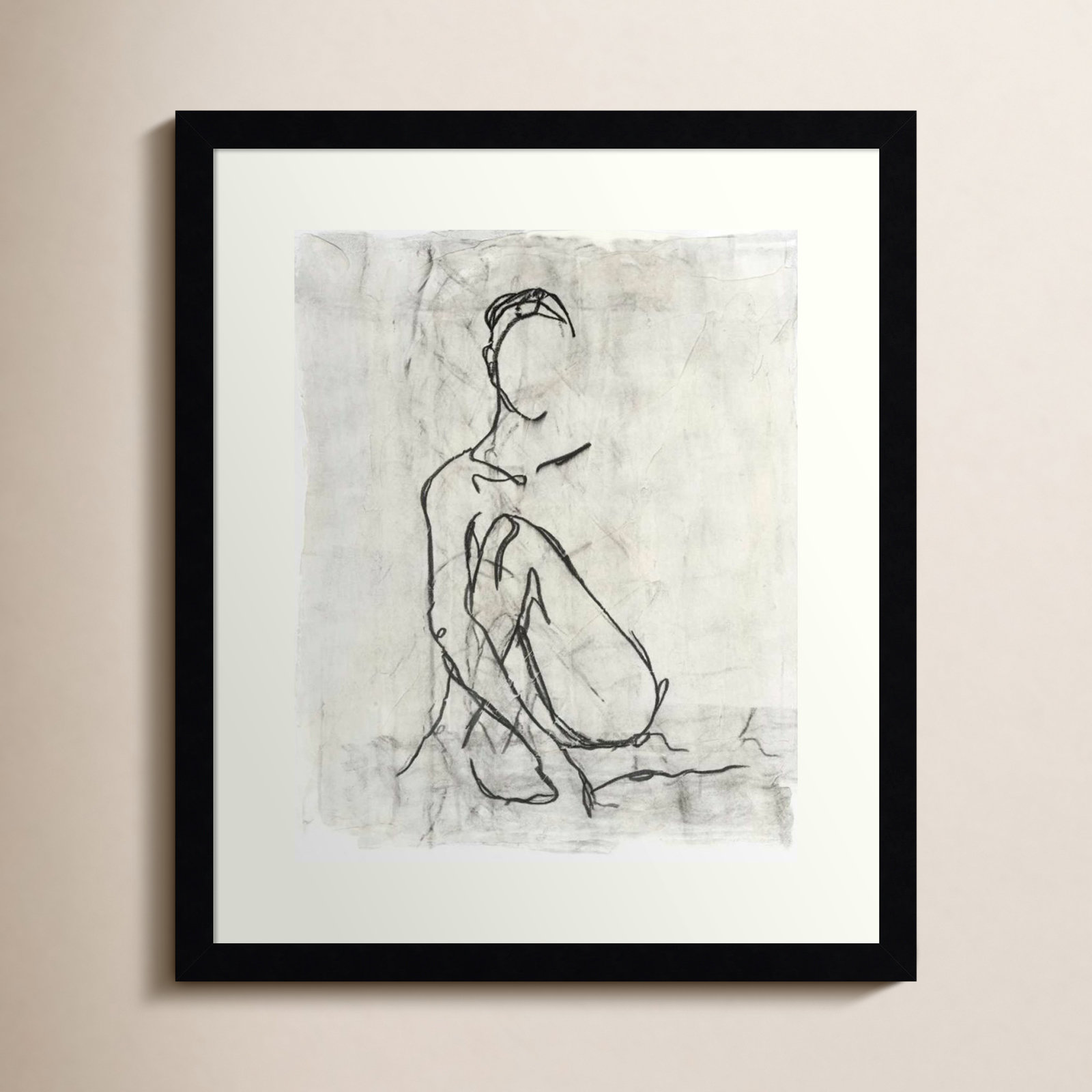 Embellished Nude Contour II Print, Black Framed Paper, 20" H x 17" W