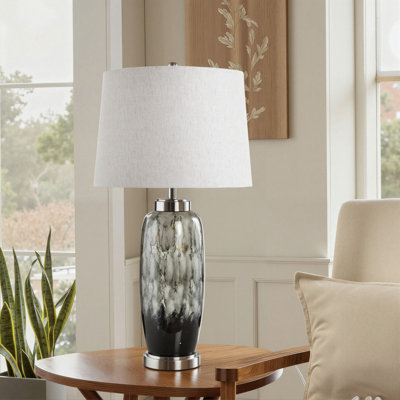Ceramic Table Lamp - Rogan Grey - White Shade