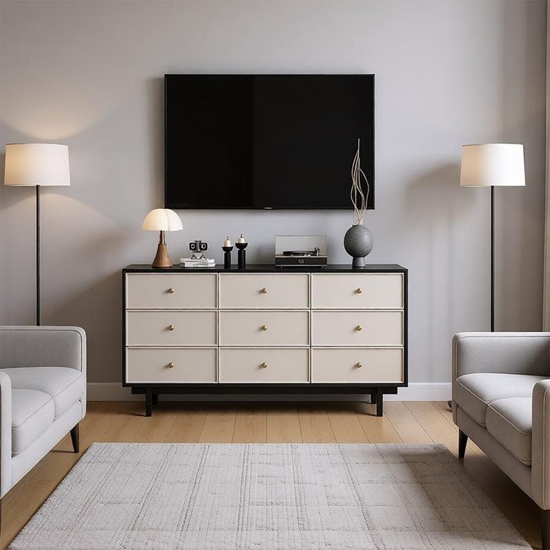 Commode minimaliste de style italien, 33.46" H x 55.11" W x 15.75" D