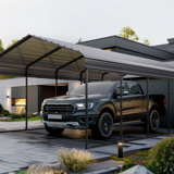 12 x 25 Ft Heavy Duty Carport with Removable Sidewalls,Galvanized Steel Roof