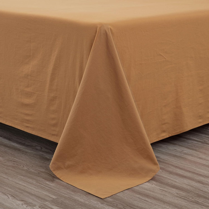 Nurit 100% Washed Cotton Sheet Set, Queen, Caramel