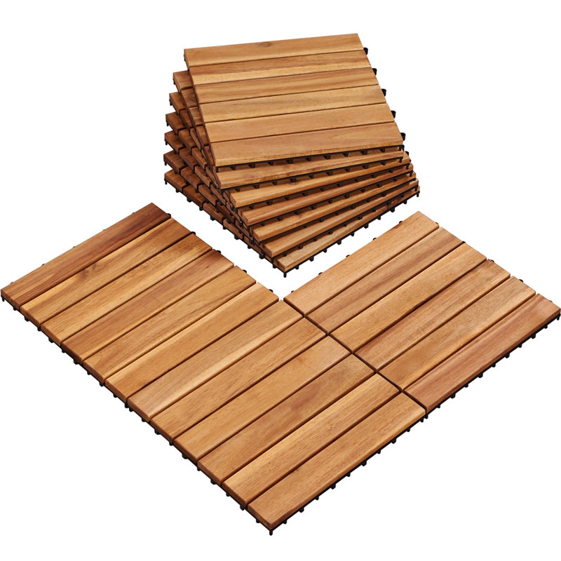 12 po x 12 po plancher en bois d'acacia emboîtable pour l'extérieur et l'intérieur 