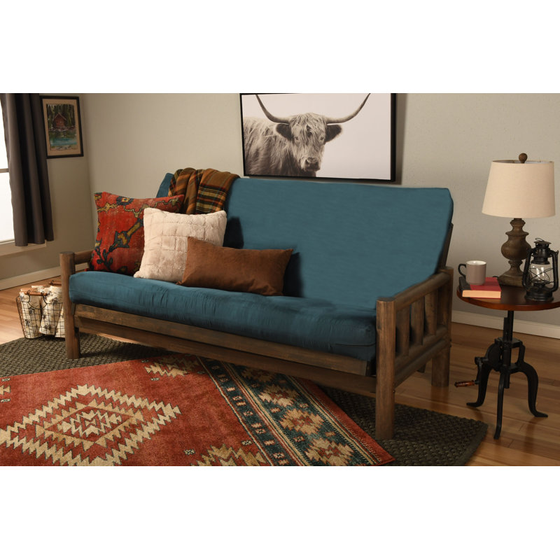 Ensemble de futon et matelas Stratford, Microsuède bleu, Naturel