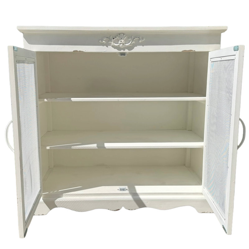 Buffet/meuble d'appoint de style campagnard, hauteur 76 cm, Blanc