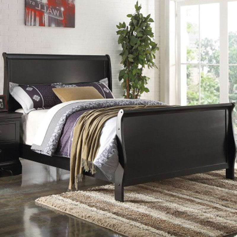 Mobilier de chambre à coucher moderne 1pc, Lit simple, Noir