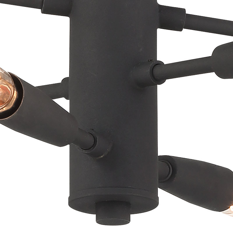 Plafonnier semi-encastré noir mat 6 lumières Jadie