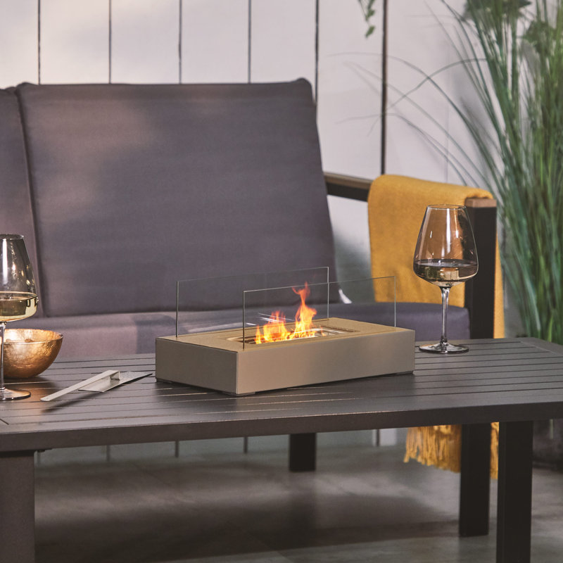 Glass Bio-Ethanol Outdoor Tabletop Fireplace with Flame Guard