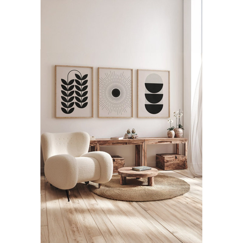 Ensemble de 3 peintures élégantes encadrées décoratives, 12,9 po x 18,9 po | Cadre 100% bois massif (épaisseur: 0,8 pouce), œuvre d'art 100% MDF | Impression numérique éclatante, parfaite pour la décoration de salon et de bureau