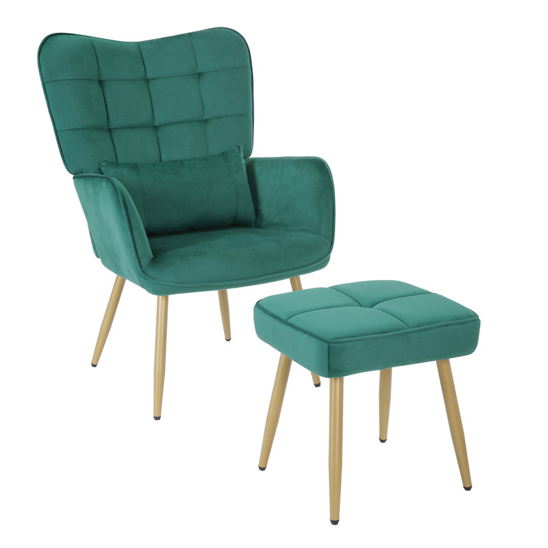 Fauteuil rembourré Nessa, Polyester vert