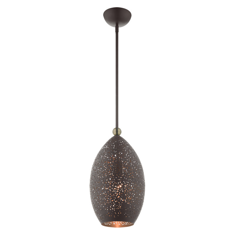 Luminaire suspendu en forme de dôme à 1 lumière Bion, Bronze