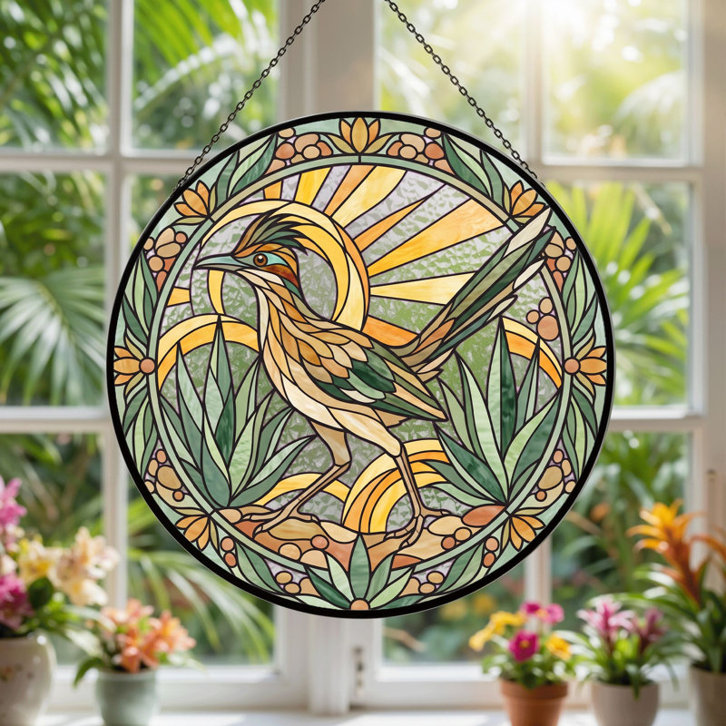 Stained Glass Stained Glass Window Panel，12"H, 12"H