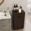 Armoire poubelle inclinable 10 gallons Woodgrain avec tiroir à texture ondulée et bac coulissant-1351720234