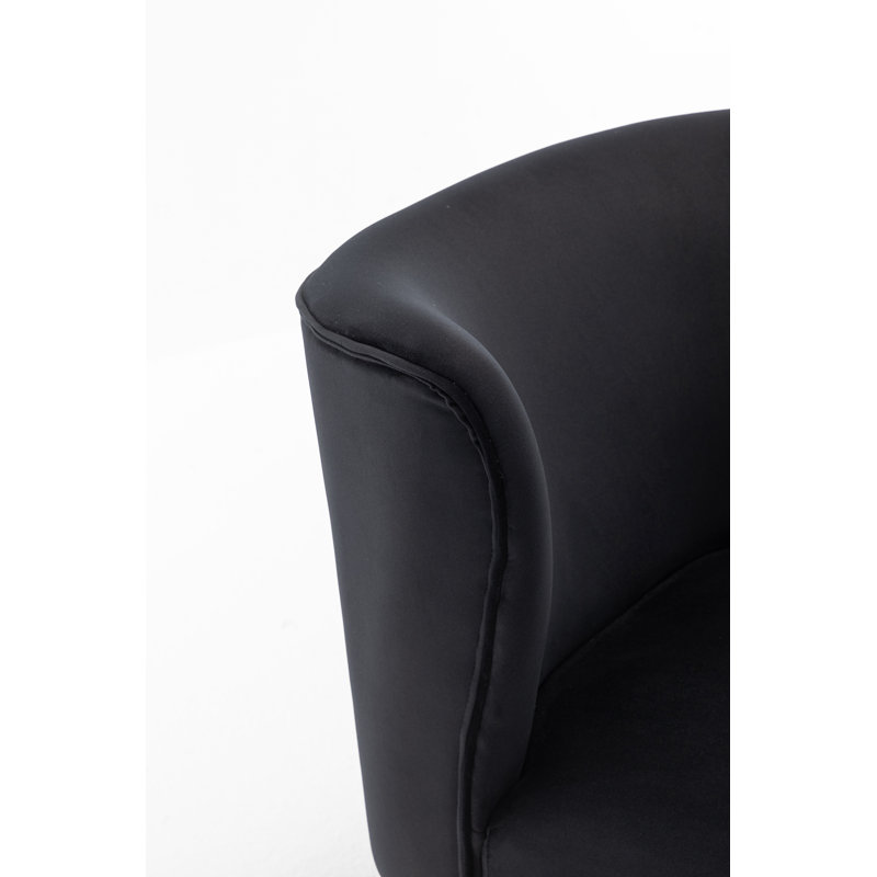 Keertan Velvet Slipper Chair, Black Velvet