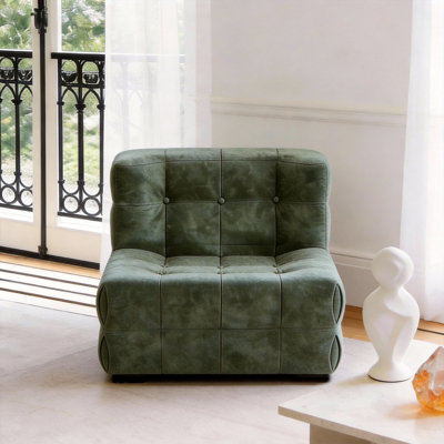 Multifunctional Frameless Sponge Lounge Chair | 92Cm Single & 163Cm Triple Seater | Dark Green/Orange | Floor Lounger & Bean Bag Alternative(80Cm Single Lounge Chair In Orange)