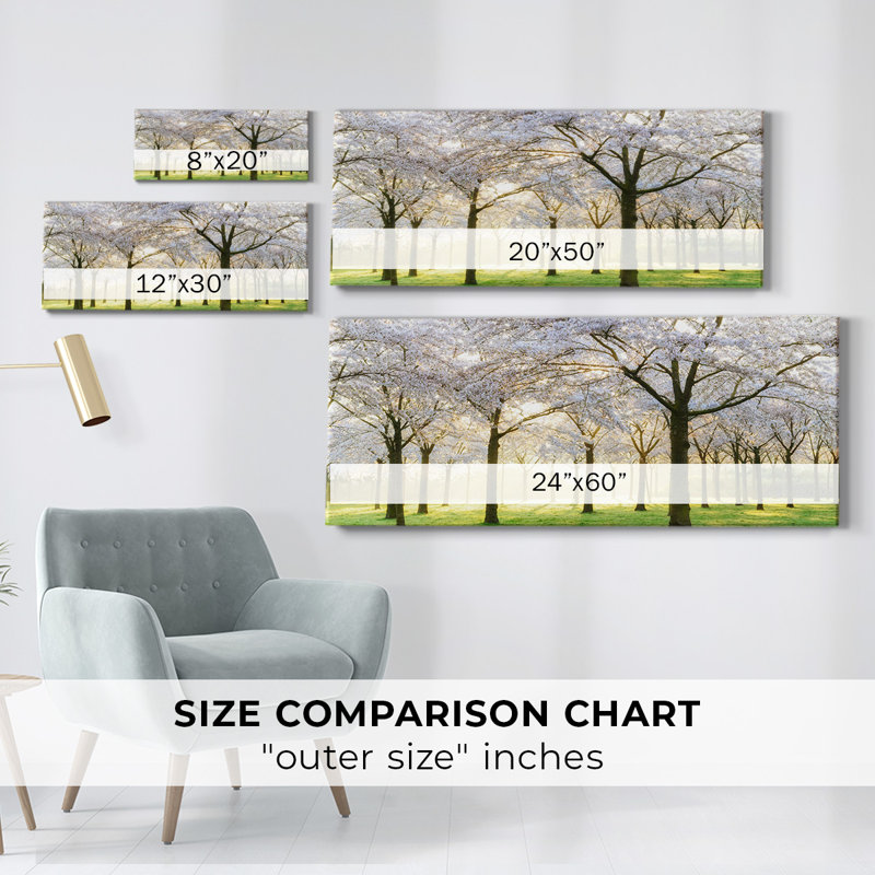 Arbres de mariée sur toile, H 20 po x l 50 po x P 1,5 po