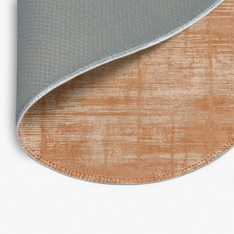 Abstract Brown Indoor and Outdoor Area Rug, Round 5'