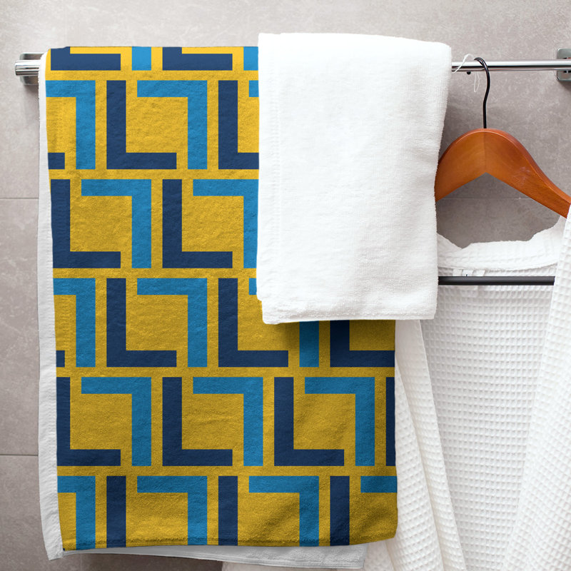 Bath Towel, Gold/Navy Blue/Powder Blue