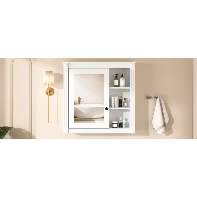 Armoire de salle de bain moderne à miroir blanche - fixée au mur pour un rangement pratique et élégant
