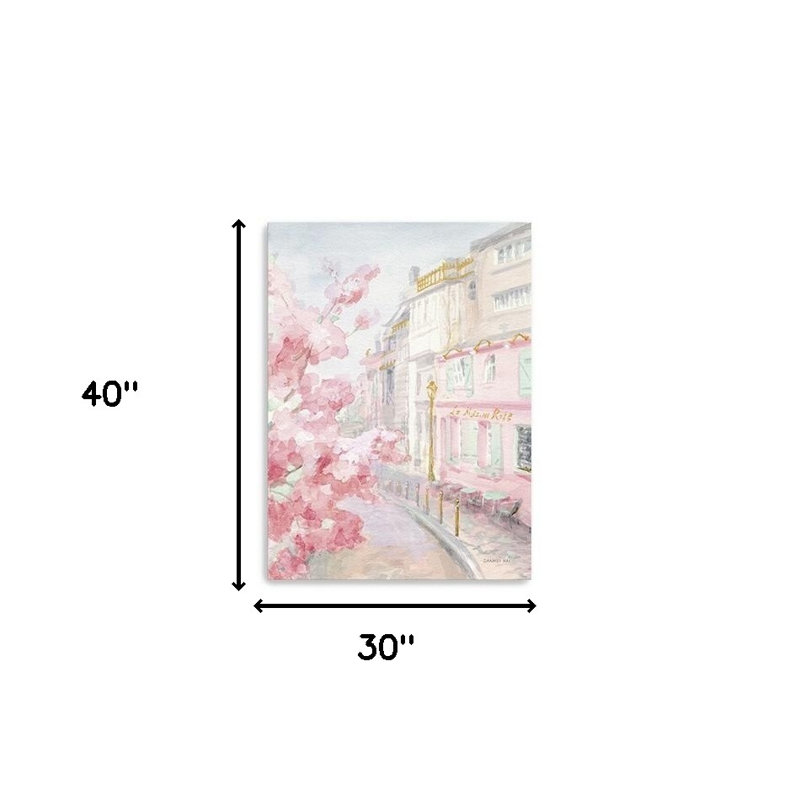 Joli art mural rose pastel Paris Street